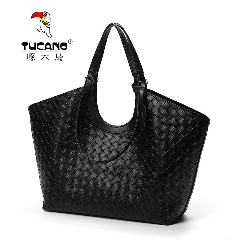 啄木鸟女包2025新款真软皮菜篮手提包编织托特休闲电脑文件单肩包,淘宝优惠券,粉丝福利购,淘宝优惠卷