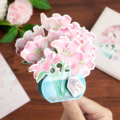 花束立体贺卡圣诞新年春节圣诞节礼物装饰diy生日高端小卡片ins风 虎窝淘