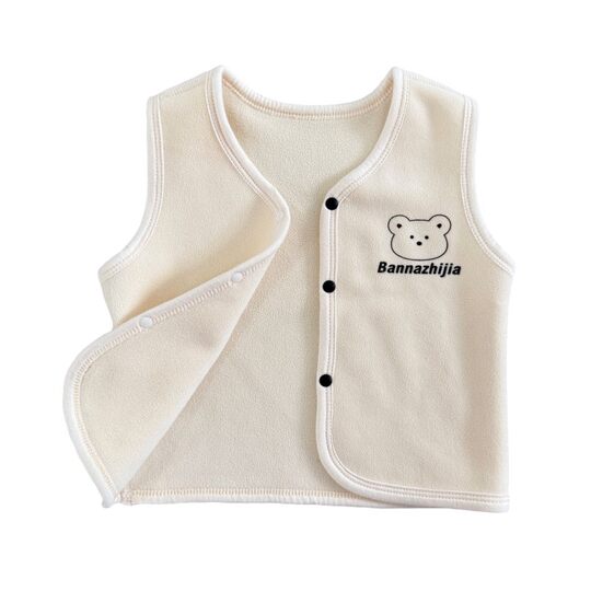 Baby boys and girls cotton vest plus velvet warm back to keep warm autumn and winter medium-thick children's double-sided velvet small cardigan outer cover
