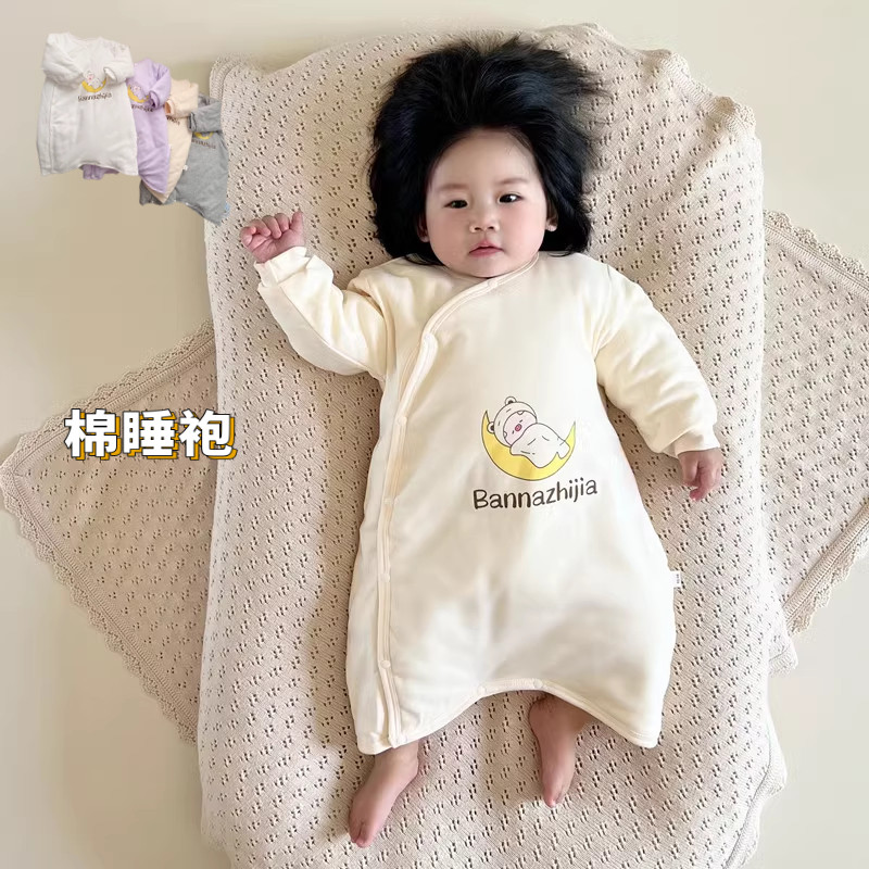 冬季防踢被婴儿睡衣斜开扣睡袋纯棉无骨中厚棉连体衣宝宝睡袍衣服,淘宝优惠券,粉丝福利购,淘宝优惠卷