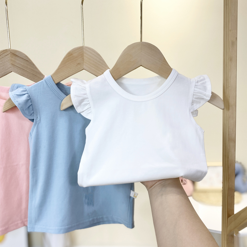 女宝宝夏季时尚薄款无袖儿童纯棉t恤小女孩婴儿打底衫背心上衣T恤