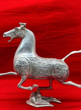 白铜马摆件立马发财马马上成功马花纹马踏飞燕客厅办公室桌面装饰