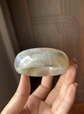 《冰清玉洁》冰飘水草玛瑙手镯阜新本地玛瑙手镯珠宝首饰镯子 53