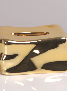 现代极简轻奢多色树脂冰块镜面纸巾盒化妆镜桌面装饰几何软装摆件