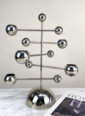 简约现代创意多层旋转层叠烛台金属浪漫装饰摆件餐桌样板间摆设