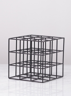 现代简约几何镂空摆件铁艺方形软装饰品立体框架样板卧室书房客厅