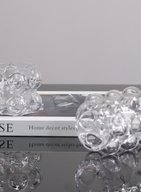 简约现代炫彩玻璃创意波点蜡烛杯样板间酒吧西餐厅咖啡馆客厅摆件