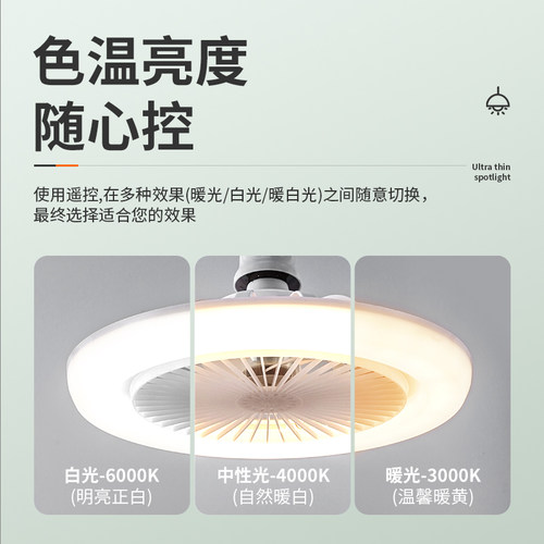 风扇灯餐厅带电扇一体e27螺口厨房led小型吊扇灯泡节能家用卧室灯 - 图1