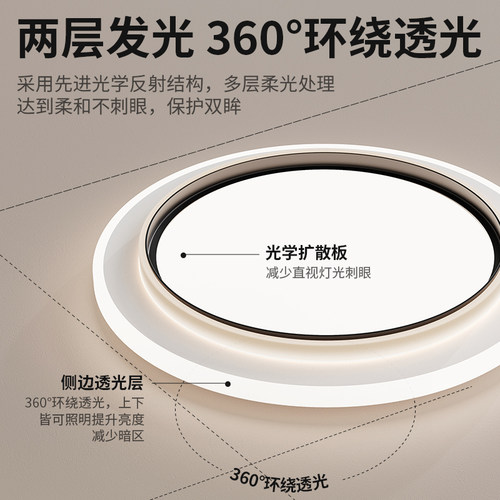 全光谱led吸顶灯遥控卧室2026新款主卧简约现代护眼儿童房间照明 - 图1