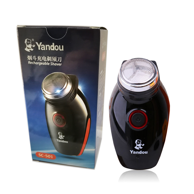 yandou烟斗剃须刀501刮胡刀旋转式单刀头带修剪器充电式胡须刀 - 图0