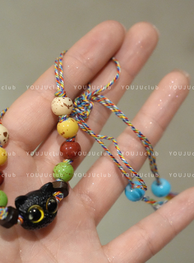 YOUJUclub-陶瓷猫咪～可爱甜酷国风彩色名族风小众精致甜美手链女