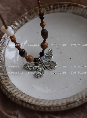 复古木质小众设计咖色旅游项链