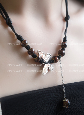 长款抽绳陶瓷珠中国风设计感颈链