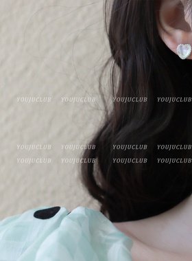YOUJUclub日系少女心人鱼姬爱心耳钉
