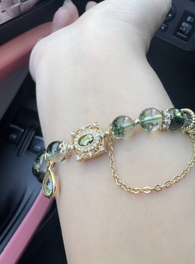 绿幽灵黄水晶手串手链招财礼物