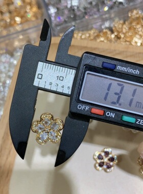 包金保色微镶锆石大花朵五瓣花隔珠diy手链项链串饰配件