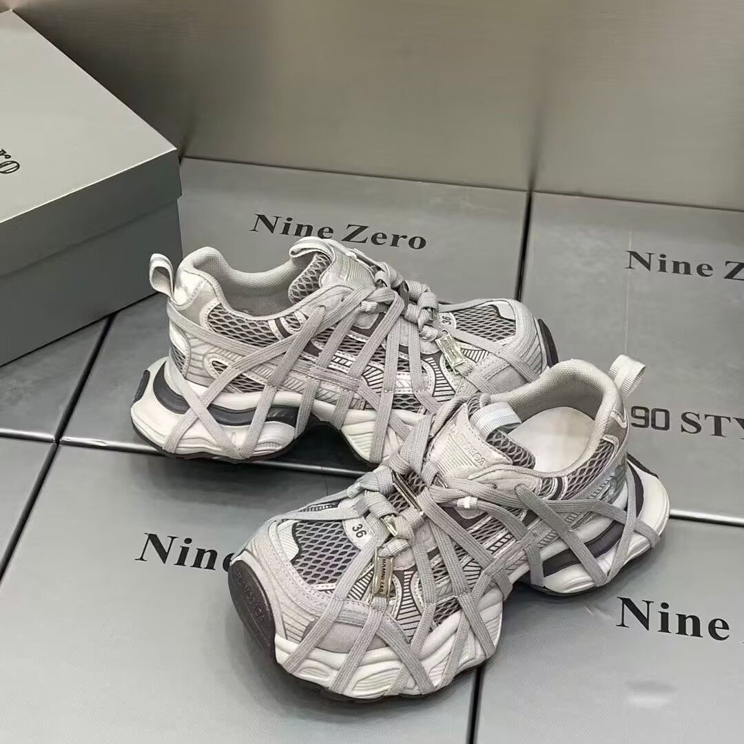 欧洲站老爹鞋2026春季女新款厚底增高运动蜘蛛网绑带潮流休闲单鞋,淘宝优惠券,粉丝福利购,淘宝优惠卷