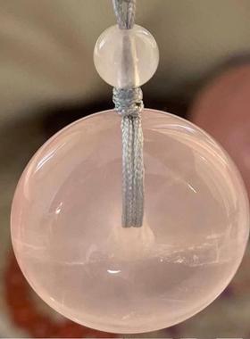 2025新款粉水晶平安扣项链吊坠无事牌护身符闺蜜时尚配饰礼品挂件