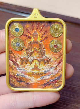 新款镶嵌款彩金唐卡尺寸45*62*6mm