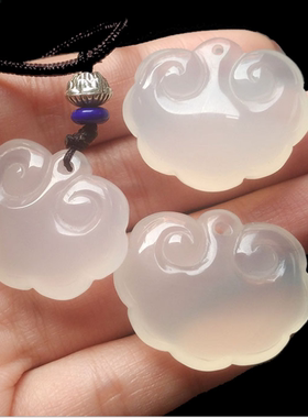 全新情侣天然白玉髓项坠宝宝锁