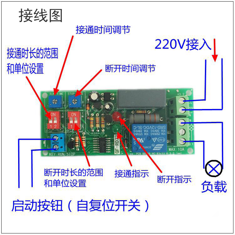 12v-220v循环通断电模块0.2秒-5小时独立调节24v110v双循环继电器 - 图0