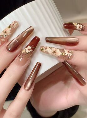 烫金浮雕野菊晶钻美甲贴纸