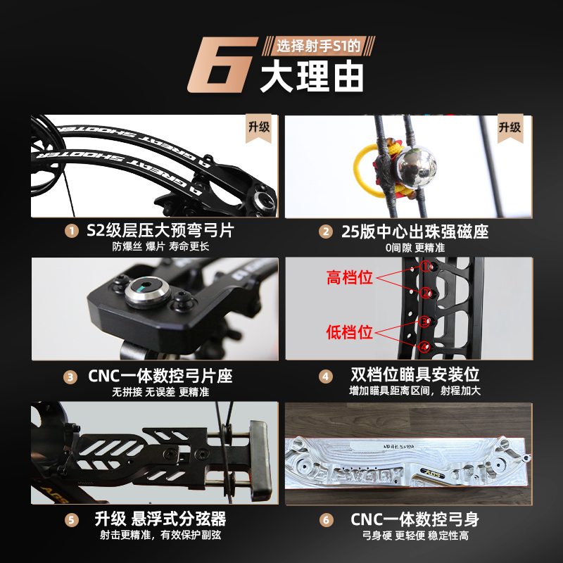 AGS射手S1两用复合弓正品射箭打钢珠弓箭成年人狩猎高精度非征途 - 图3