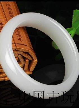 精选新疆和田白玉手镯羊脂玉女款玉石玉镯子首饰礼物送妈妈送老婆