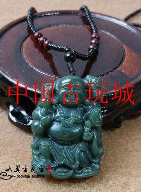 新疆和田玉佛挂件羊脂青玉添福加寿如意站佛女款籽料大肚笑佛吊坠
