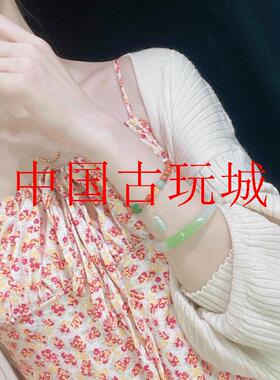 精选和田玉翠青圆条手镯青海料玉镯子女款羊脂玉白玉且末玉镯送礼