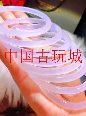 轻奢紫气东来水晶镯子紫罗兰玉髓手镯冰种玛瑙叮当镯圆条美人镯子