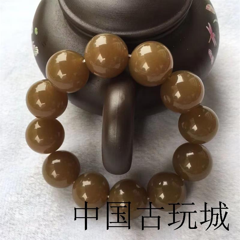 新疆且末糖玉珠圆玉润老型珠焦糖色佛珠手串高级感时尚百搭男女款