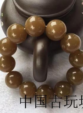 新疆和田玉老坑糖料手链新疆且末糖男女款玉石佛珠精品老型珠手串