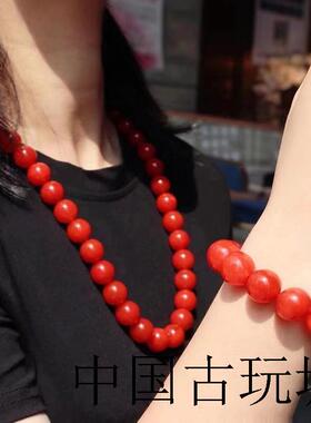 高端原矿保山满色樱桃南红玛瑙项链冰红圆珠塔链礼物妈妈民族风