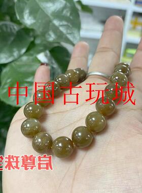 焦糖色和田玉手链女款新疆且末糖手串糖玉糖料圆珠冰种玉珠子手链