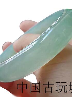 玉手镯冰种满阳绿油青玉镯子女款老坑翡翠色透白手镯送女友闺蜜