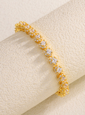 深圳旭佳S925纯银单排满钻轻奢手链欧美跨境热销时尚满圈圆锆石