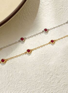 深圳旭佳旭家925纯银红宝石泡泡钻手链女轻奢高级感时尚简约小众