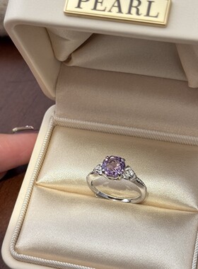 深圳旭佳旭家s925纯银天然紫水晶玫瑰切开口戒指女时尚高级感小众