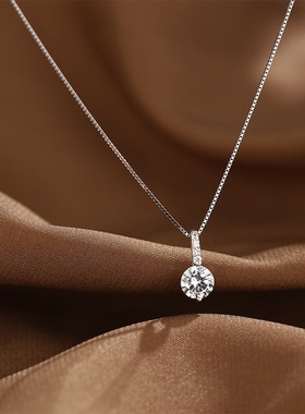 深圳旭佳S925纯银单钻项链女韩版轻奢细闪盒子链闪钻锁骨链简约