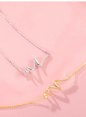 深圳旭佳S925纯银心跳项链女轻奢高级感小众心电图锁骨链ins百搭