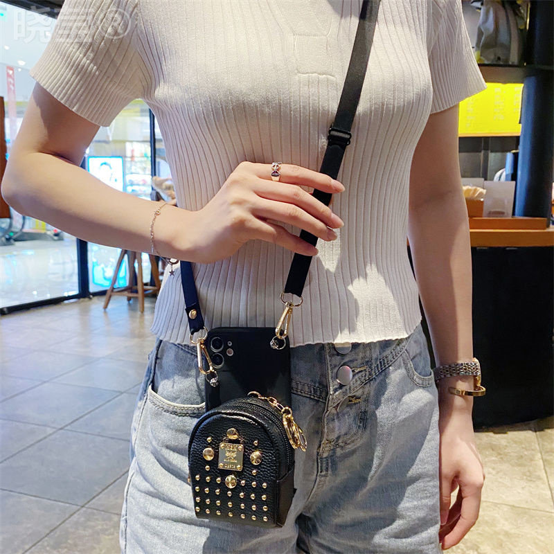 小香风卡包适用红米note12r手机壳k70/k60零钱包k50/k40pro斜挎背带note11pro带挂绳note10/9pro/7/8全包镜头 - 图2