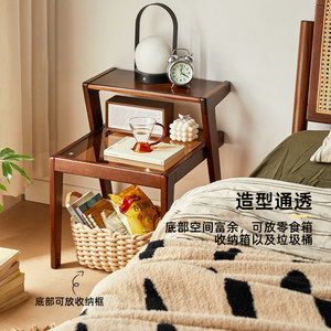 家逸实木床头柜卧室床边书桌迷你收纳桌客厅边几家用笔记本电脑桌