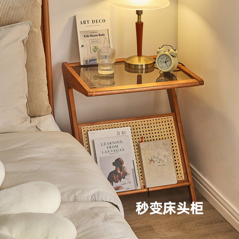 实木阳台休闲桌藤编茶几沙发边几北欧简约客厅轻奢茶桌卧室床头柜,淘宝优惠券,粉丝福利购,淘宝优惠卷