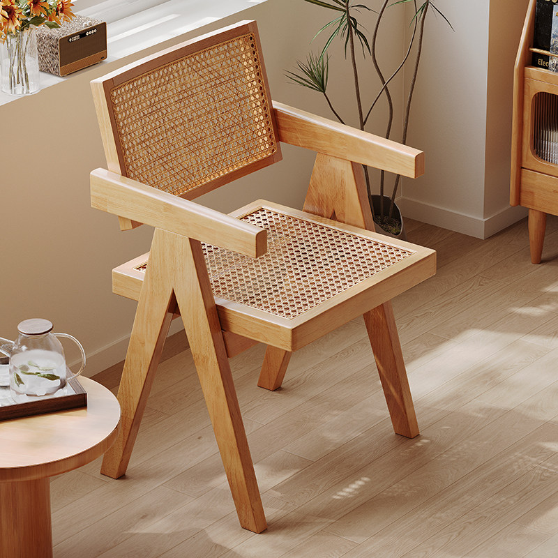 家逸实木藤椅靠背椅子家用阳台椅休闲椅单人喝茶桌椅客厅藤编椅子,淘宝优惠券,粉丝福利购,淘宝优惠卷