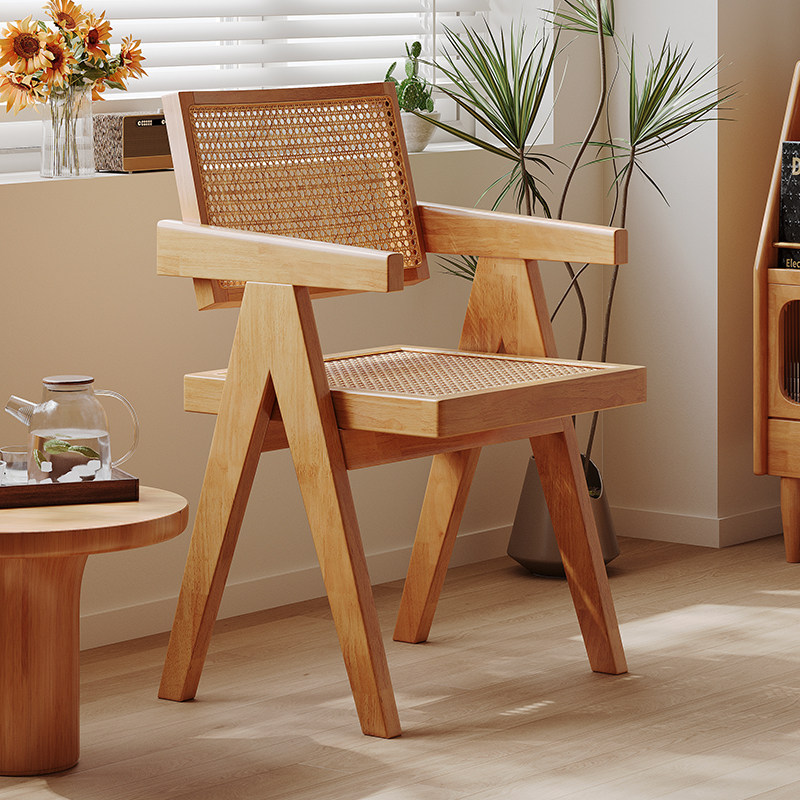家逸实木藤椅靠背椅子家用阳台椅休闲椅单人喝茶桌椅客厅藤编椅子,淘宝优惠券,粉丝福利购,淘宝优惠卷