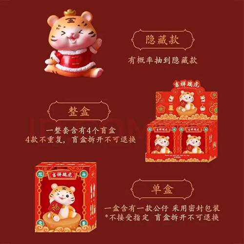 吉祥瑞虎可爱小老虎盲盒手办树脂桌面摆件儿童玩具女孩生日小礼物 - 图2