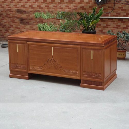 红木家具书桌大班台金花梨木原木中式简约办公桌老板桌可拆装实木 - 图1