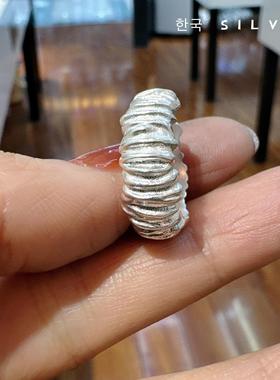 韩代原单s925纯银戒指折叠肌理个性重工潮褶皱波纹高级感食指戒女