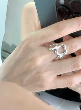 s925纯银戒指镂空三角心形